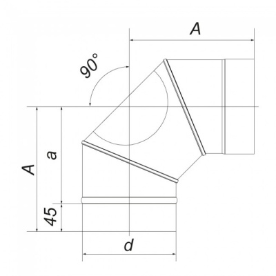 Отвод Вулкан VBR 90 D200 с ревизией, нерж., черный