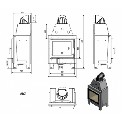 Каминная топка Kratki MBZ