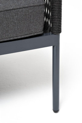 Левый модуль 4SIS Канны из роупа, каркас алюминий темно-серый муар, роуп темно-серый, ткань темно-серая 027 Левый модуль 4SIS Канны из роупа, каркас алюминий темно-серый муар, роуп темно-серый, ткань темно-серая 027