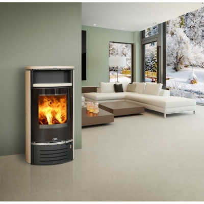 Печь-камин ABX Atlantik 7 (черная сталь, бразильский песч.с верх. плитой)