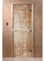 Дверь для саун DoorWood "Весна цветы прозрачная"