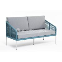 Диван 4SIS Канны 2-местный из роупа Цвет: светло-серый RAL7035 шагрень, бирюзовый, светло-серый