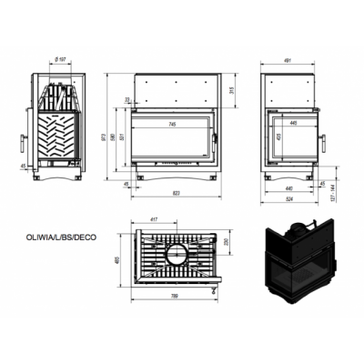 Каминная топка Kratki Oliwia L BS Deco Каминная топка Kratki Oliwia L BS Deco