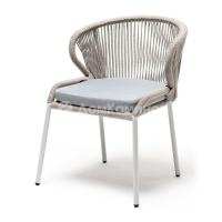 Стул из роупа 4SIS Милан каркас алюминий светло-серый муар, роуп серый меланж, ткань светло-серая